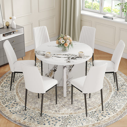 Round Dining Table 42Inch For Four To Six Modern MDF White