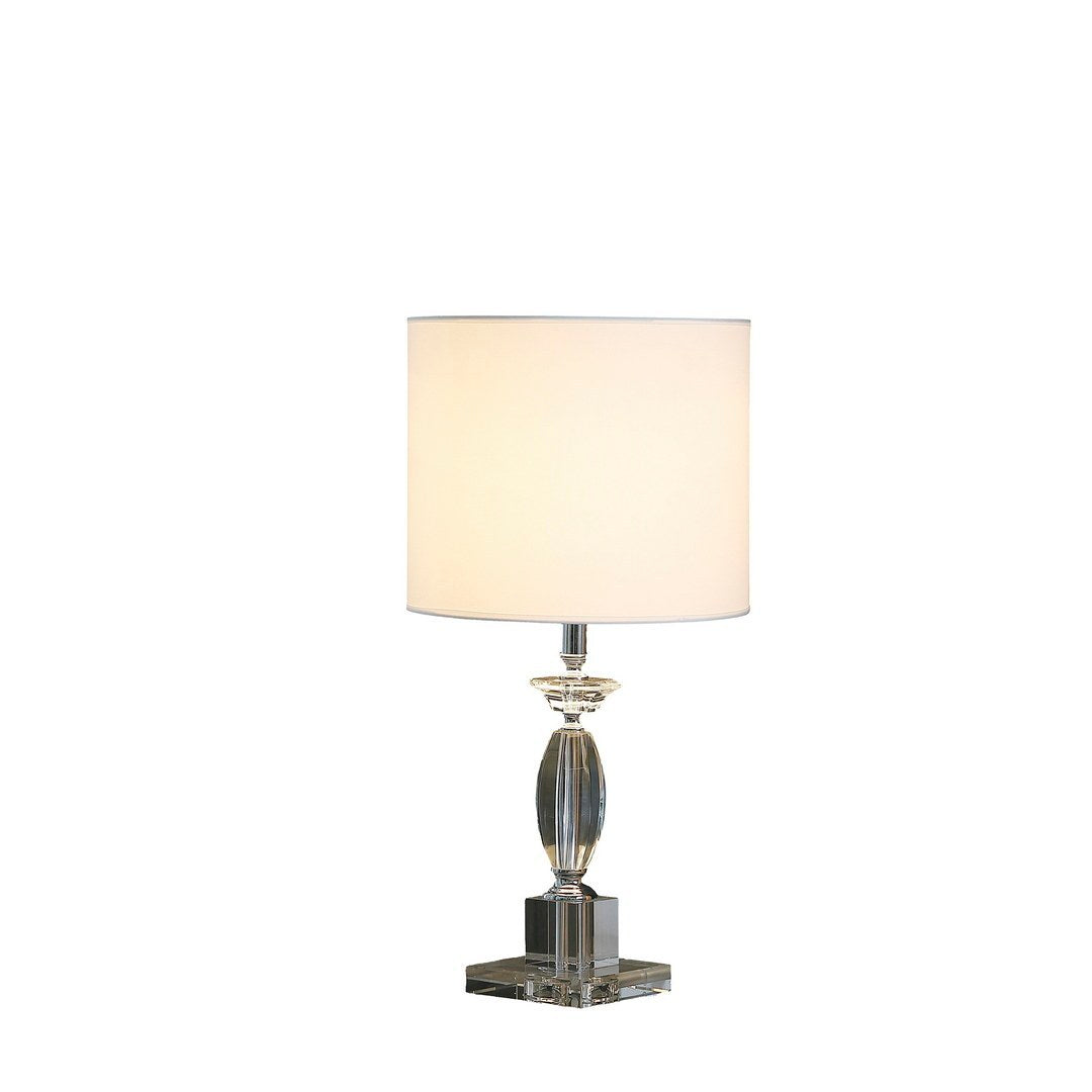 Modern Cut-Crystal Table Lamp, 23.25 in Tall, Linen Drum Shade, Living Room Use, 110-120V, Multi