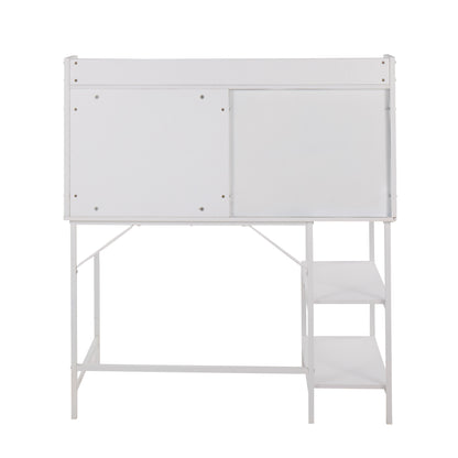 LumiSource Geo Shelf Modern Office Desk in White Wood and Steel
