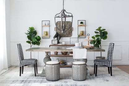 Four-Light Iron Chandelier with Adjustable Chain for Kitchen or Dining — 15.7in Square, Gray Rustic Finish