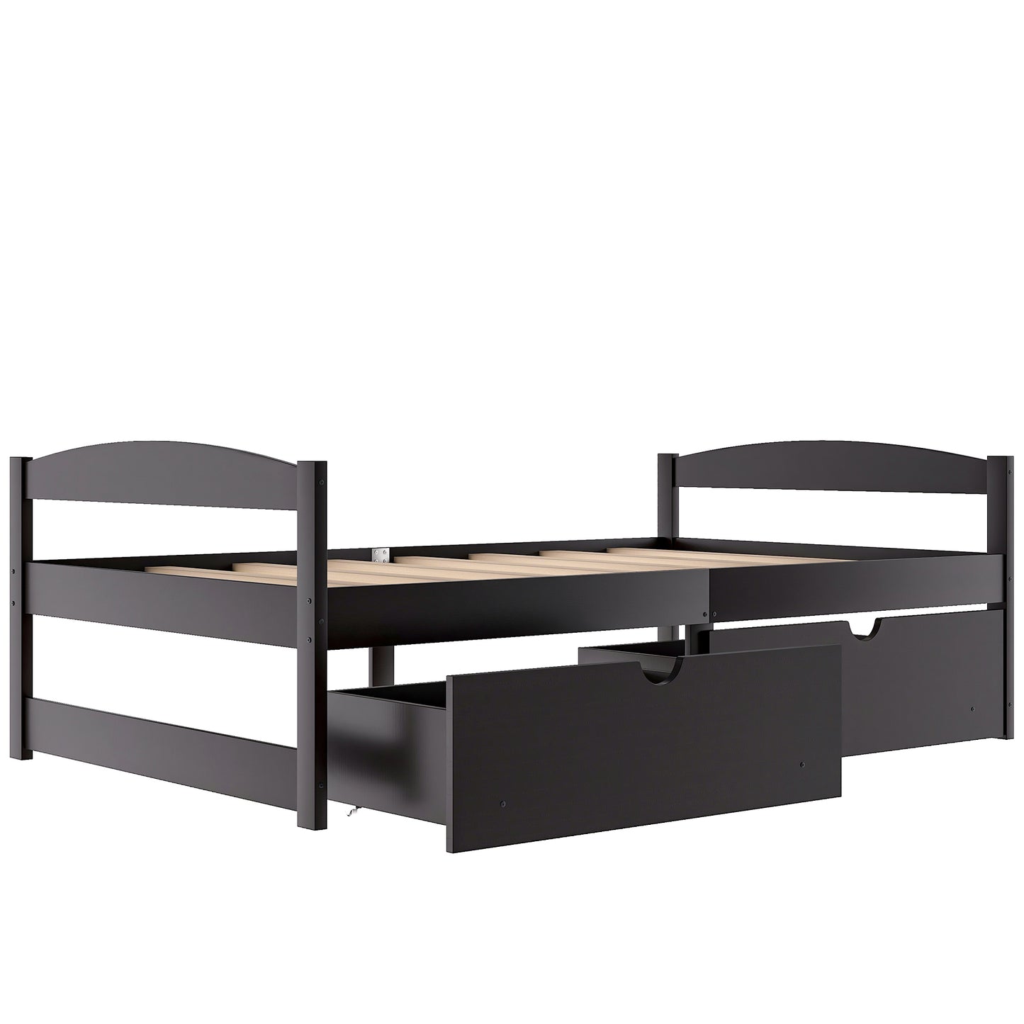Espresso Twin Platform Bed with Dual Storage Drawers