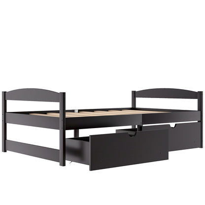 Espresso Twin Platform Bed with Dual Storage Drawers