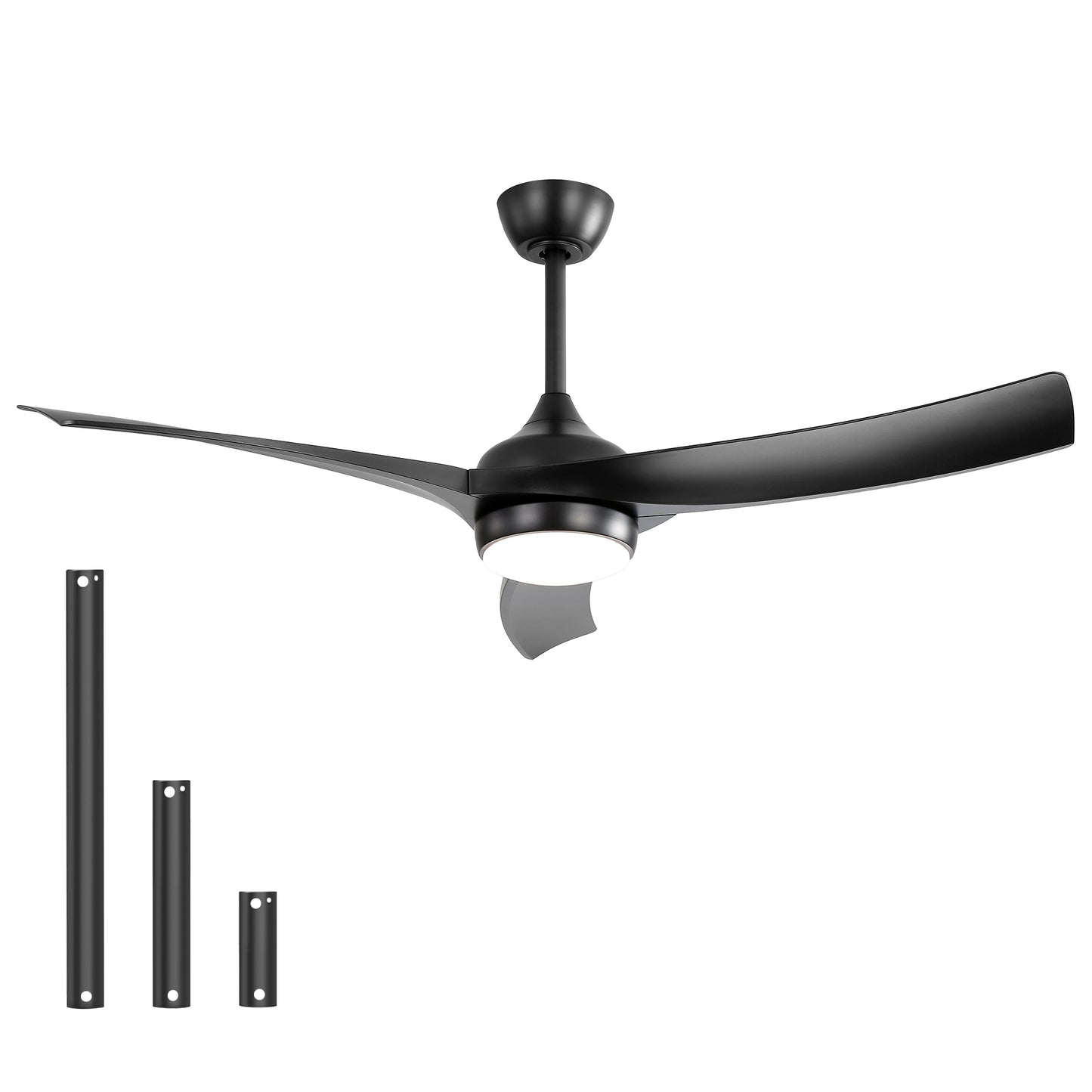 52-Inch Ceiling Fan with LED 18W, Remote, DC Motor, 6-Speed, Reversible 3-ABS Blades for Bedroom Black