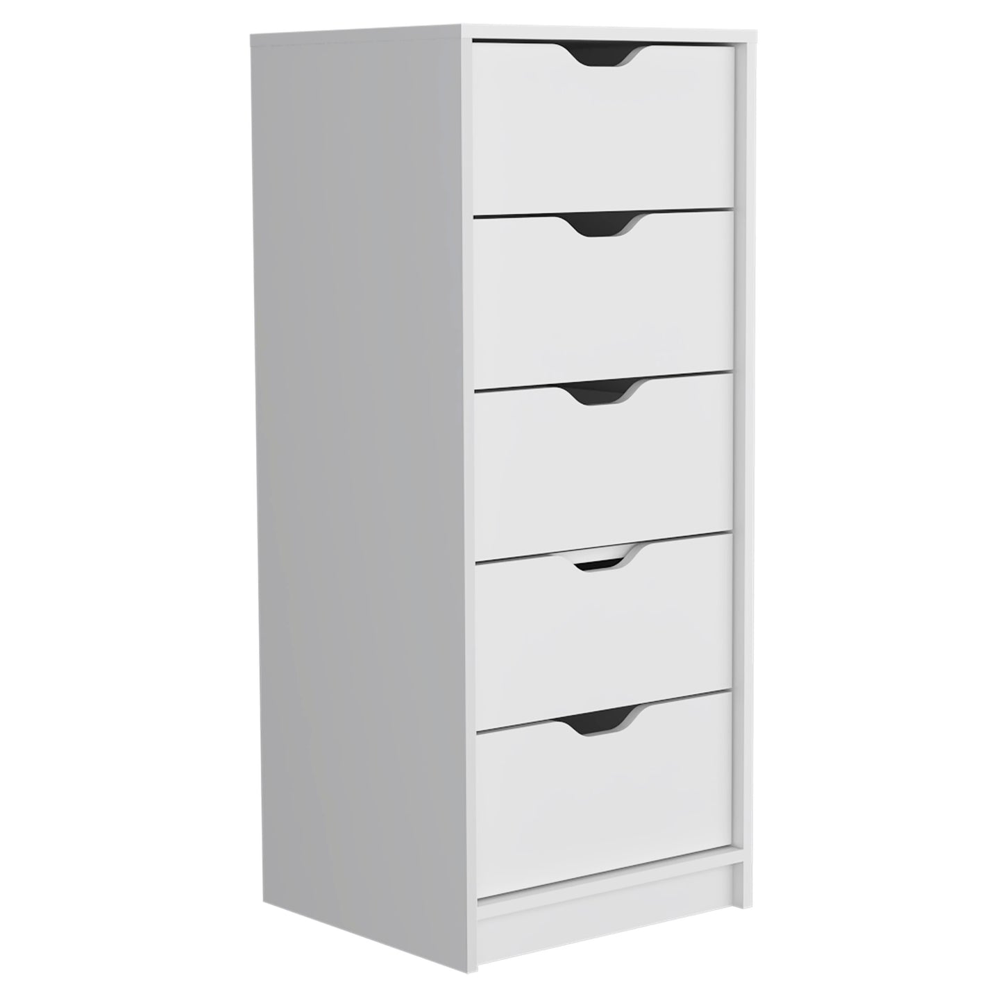 Basilea Slim 5-Drawer Dresser with Pull-Out System - White