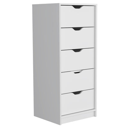 Basilea Slim 5-Drawer Dresser with Pull-Out System - White