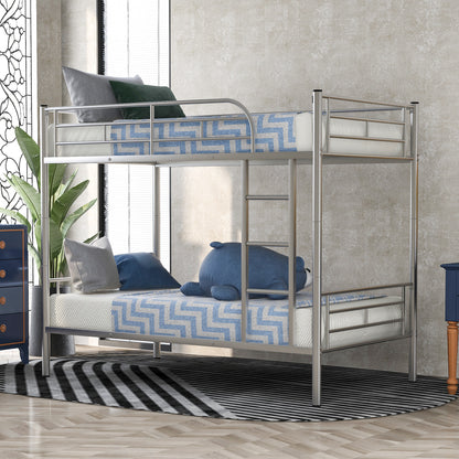 Contemporary Silver Twin Over Twin Metal Bunk Bed