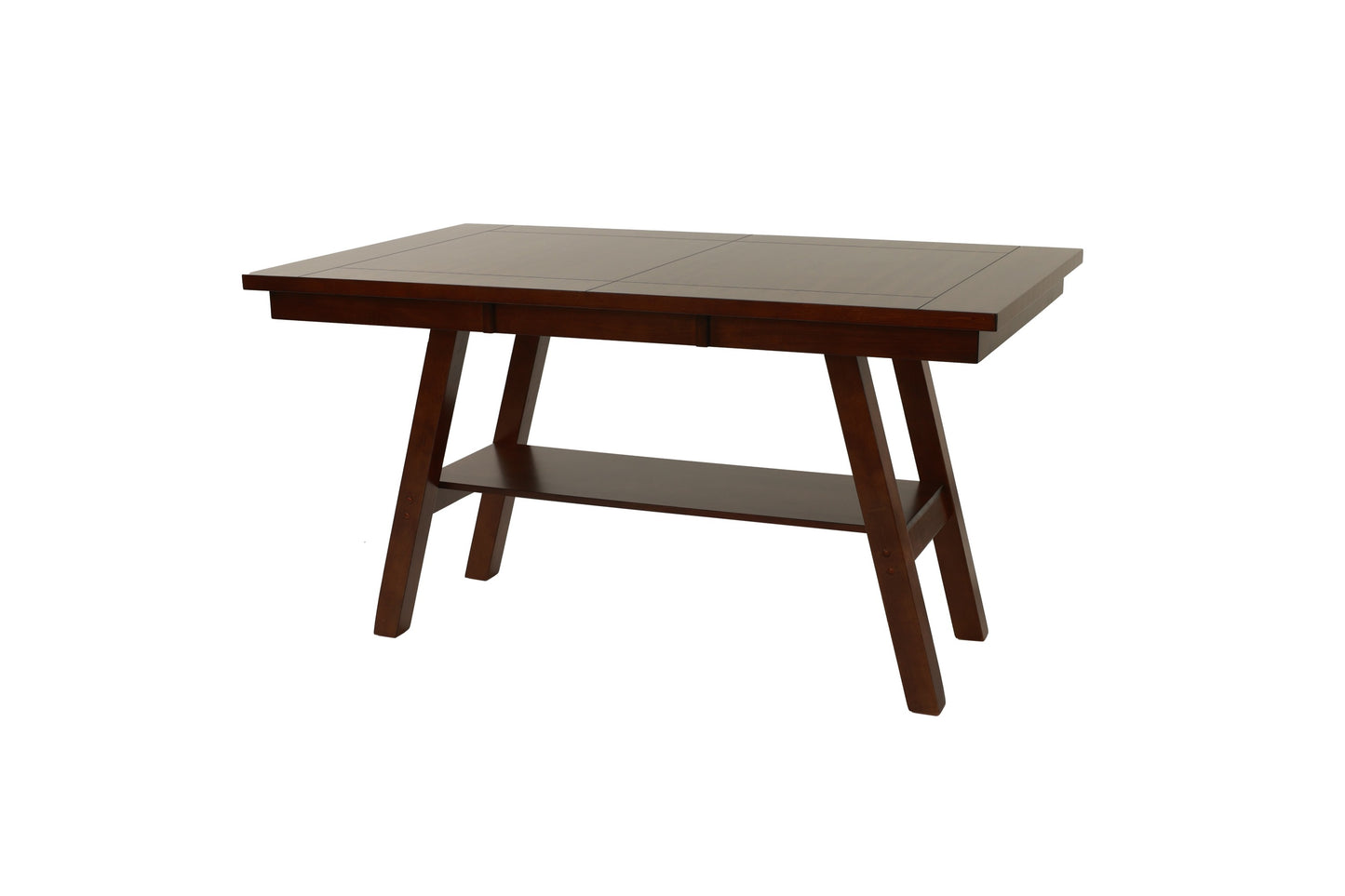 Dining Table Shelf Counter Height Rubber Wood Dark Walnut