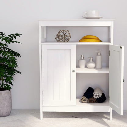 Elegant White Bathroom Storage Cabinet with Double Shutter Doors