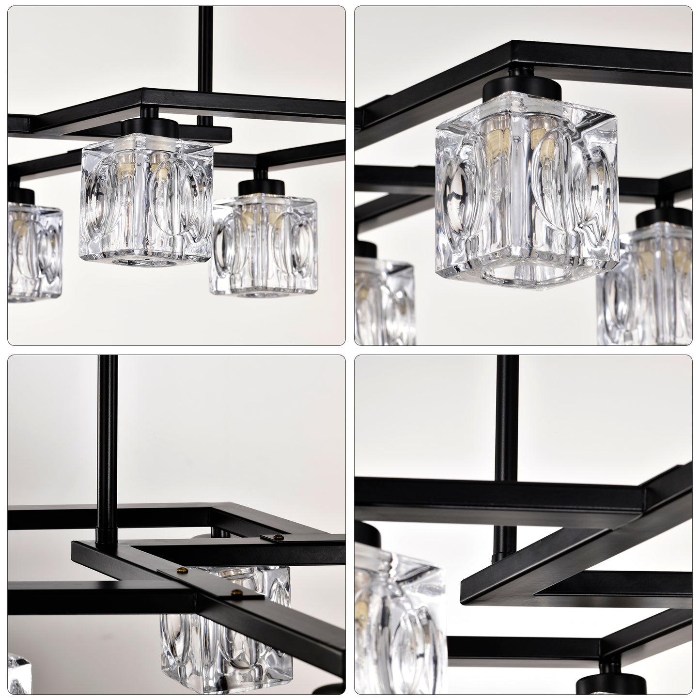 8-Light Metal Chandelier for Dining Room & Kitchen Island, Ceiling Pendant G9 Bulbs Included Matte Black