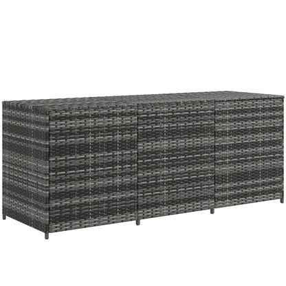 175 Gallon Outdoor Storage Box With Liner And Gas Lift, Deck Box For Cushions And Tools, PE Rattan Wicker Mixed Gray
