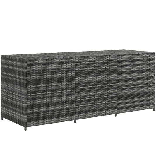 175 Gallon Outdoor Storage Box With Liner And Gas Lift, Deck Box For Cushions And Tools, PE Rattan Wicker Mixed Gray