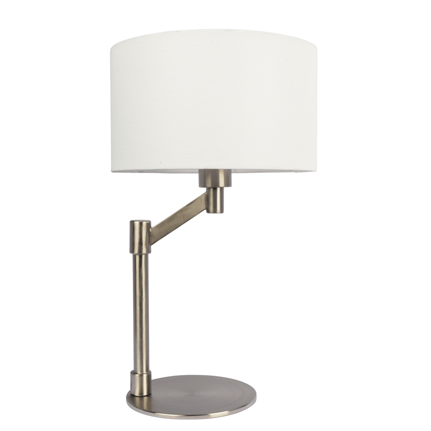 Modern Table Lamp with On/Off Switch, Curved Metal Base, Linen Shade, 11x11x19 in, 3 lb - Brushed Nickel