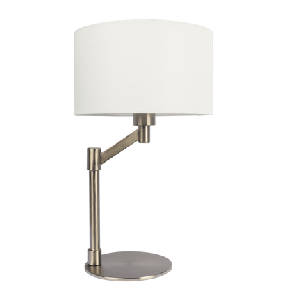 Modern Table Lamp with On/Off Switch, Curved Metal Base, Linen Shade, 11x11x19 in, 3 lb - Brushed Nickel
