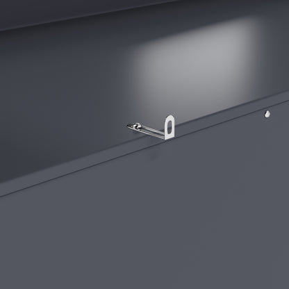 Tall Gray Farmhouse Kitchen Pantry Cabinet with Adjustable Shelves, Drawers, and Door Storage Solutions