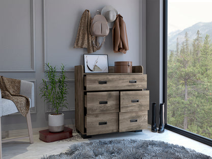 Edgemont Elegant 5-Drawer Storage Dresser in Dark Brown