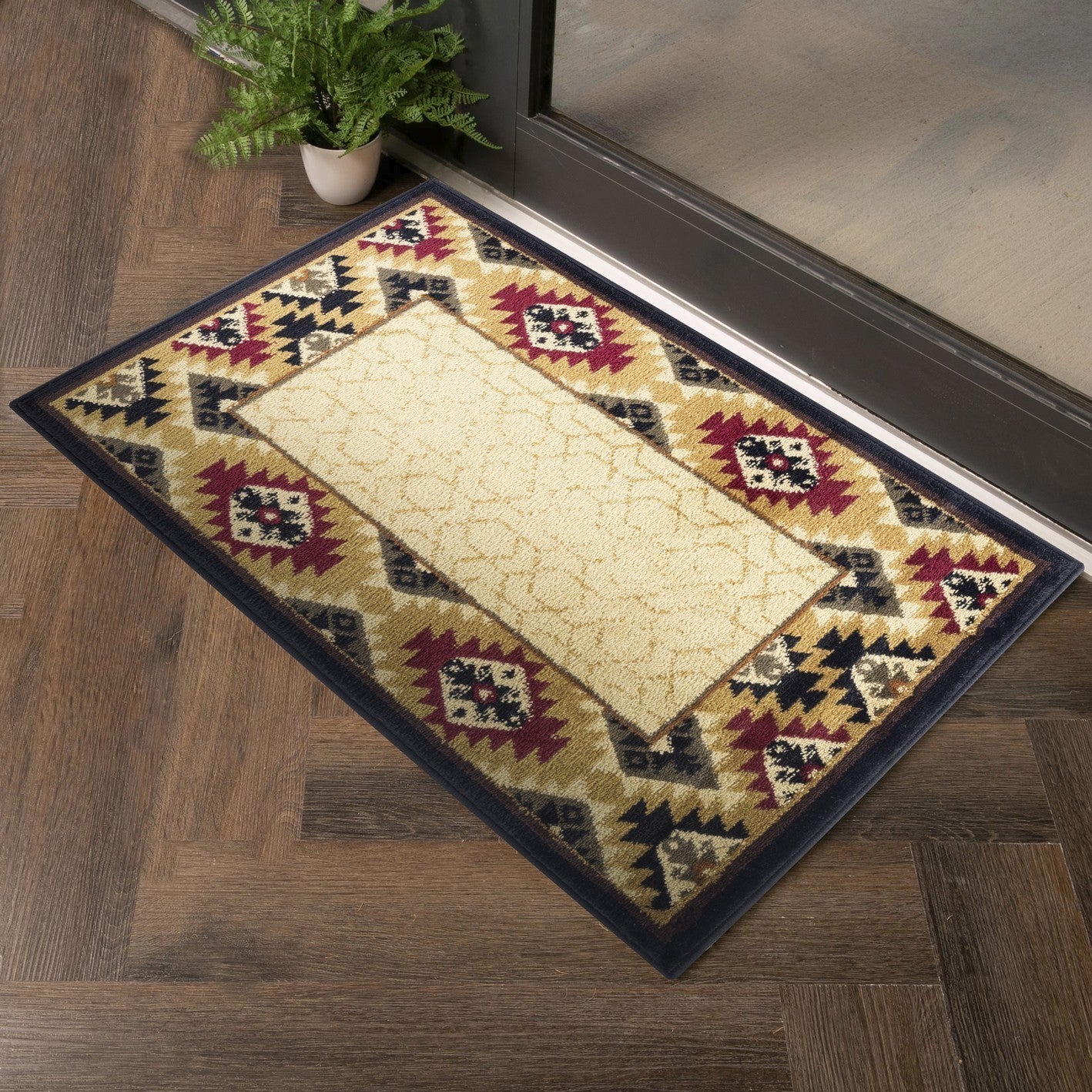Southwest Area Rug, 5 ft 3 in x 7 ft 3 in, Polypropylene, Living Room Rug, Stain-Resistant, Cream