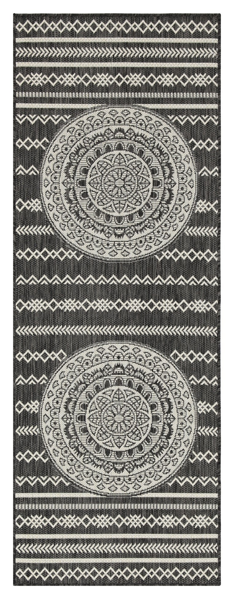 Indoor/Outdoor Rug, 2'7" x 7'3", Flatweave Polypropylene, Easy-Clean, Stain-Resistant, Entryway Anthracite