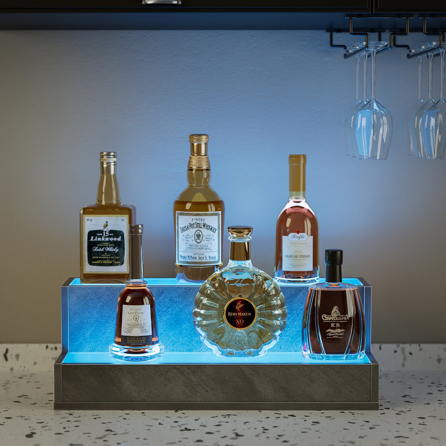 Illuminated 20 Inch Liquor Display Shelf Remote App Control