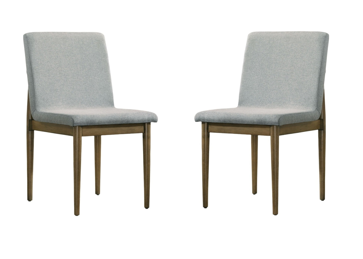 Set of 2 Mid-Century Dining Chairs, Solid Wood Frame, Upholstered Seats, 19W x 22.75D x 34.5H Light Gray