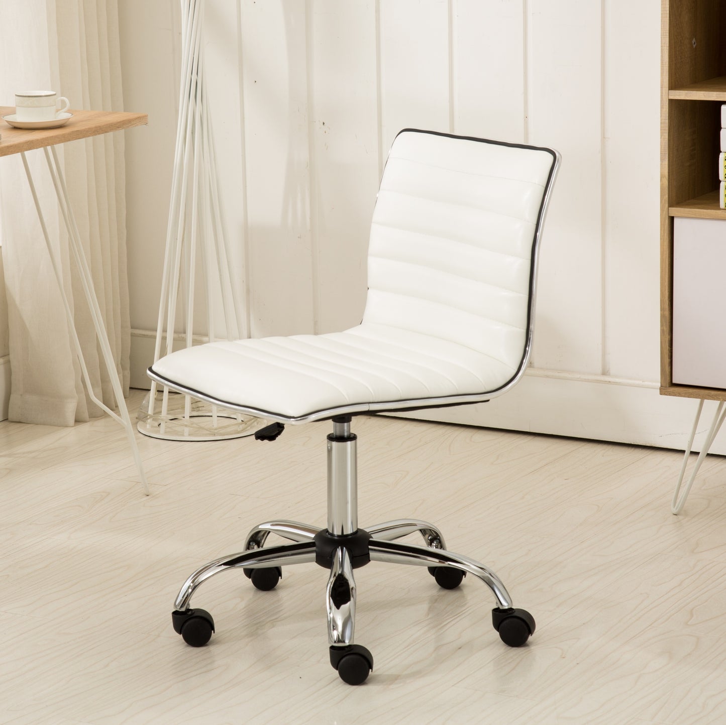 Fremo Chromel White Adjustable Faux Leather Air Lift Office Chair