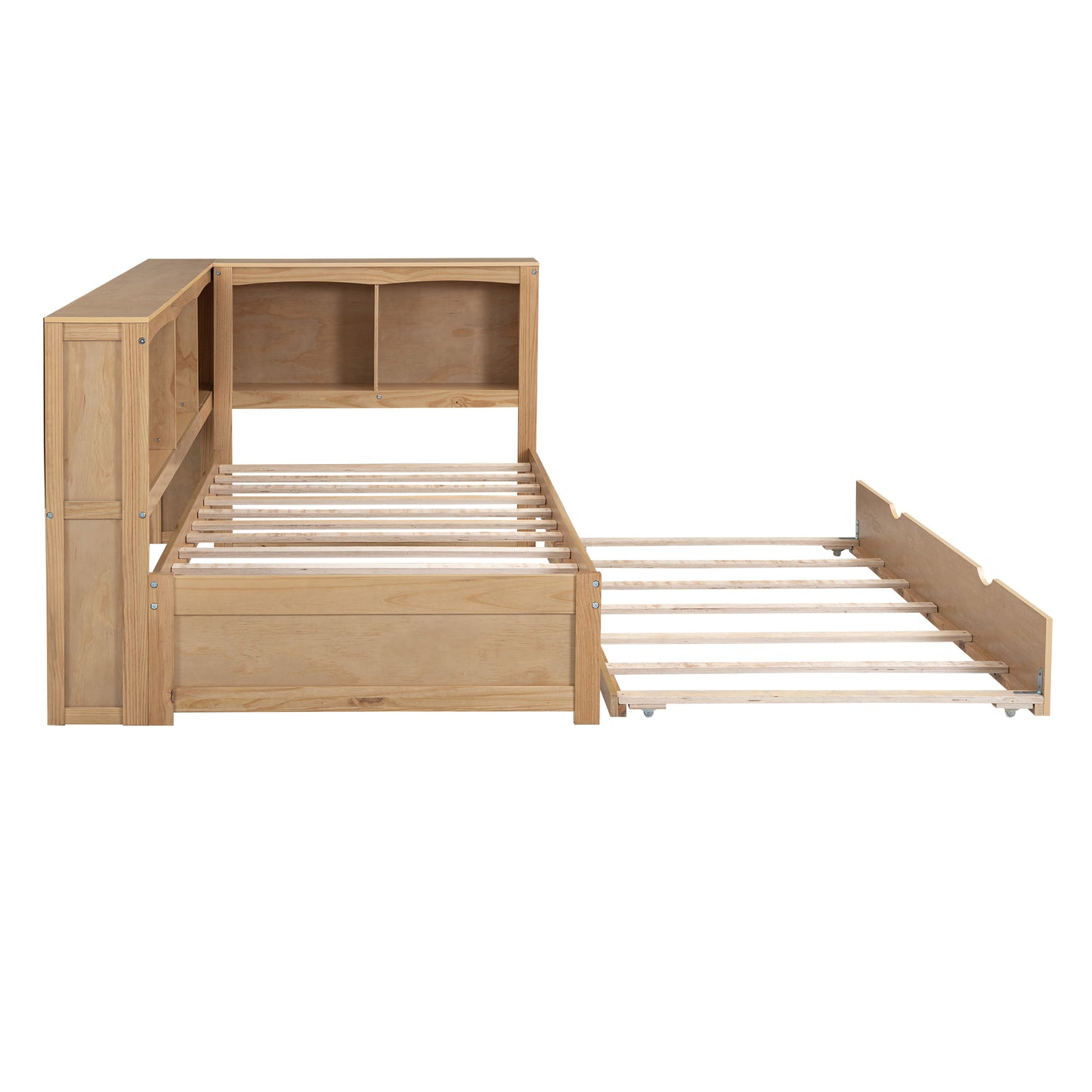 Twin Size Wooden Daybed with Trundle, Built-in Storage, and USB Charging Ports