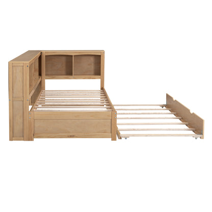 Twin Size Wooden Daybed with Trundle, Built-in Storage, and USB Charging Ports