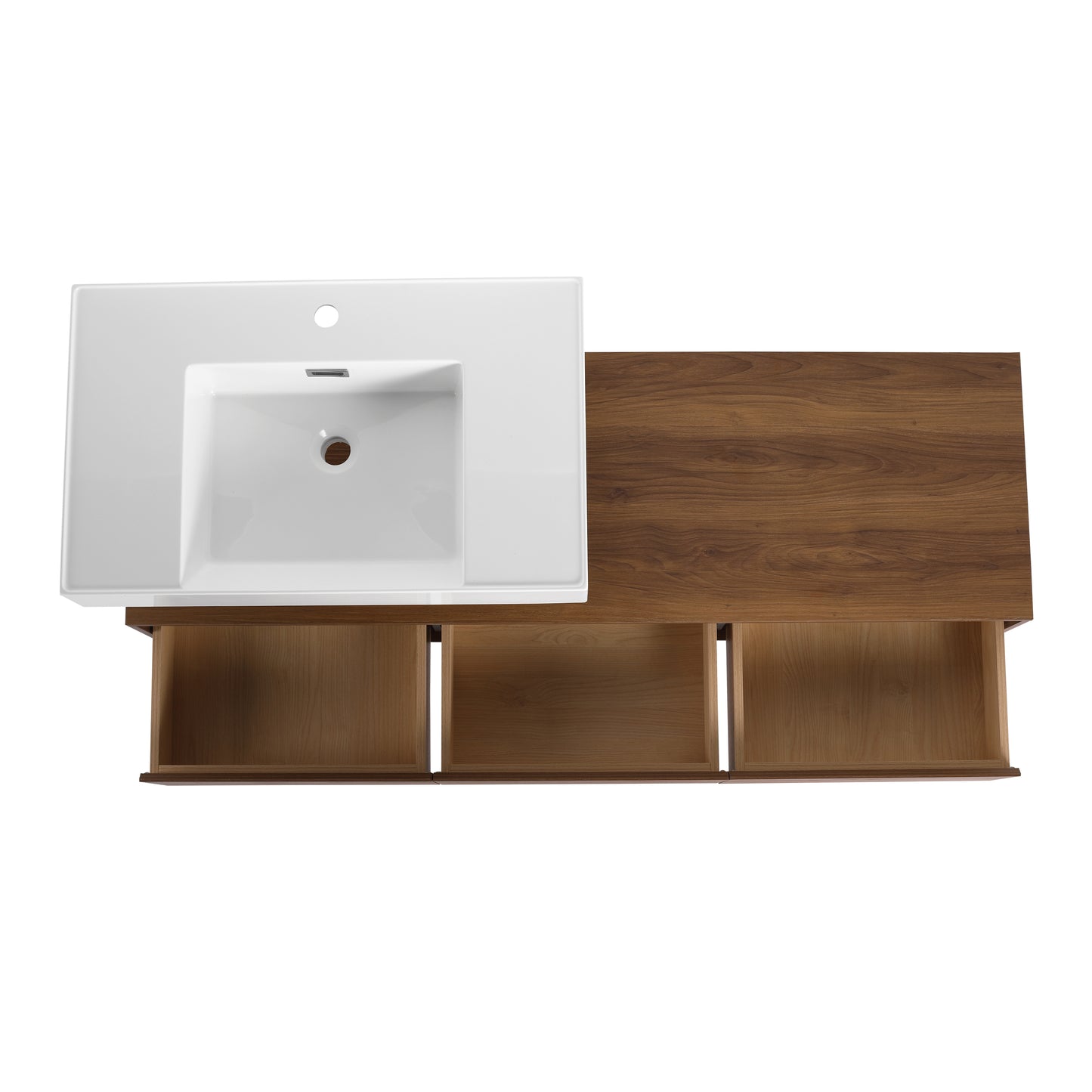 Contemporary 60-Inch Wall-Mounted Bathroom Vanity with Resin Sink and Soft-Close Drawers