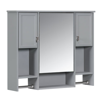 35'' x 28'' Modern Wall Mounted Bathroom Storage Cabinet, Bathroom Wall Cabinet with Mirror, Medicine Cabinet with Towels Bar