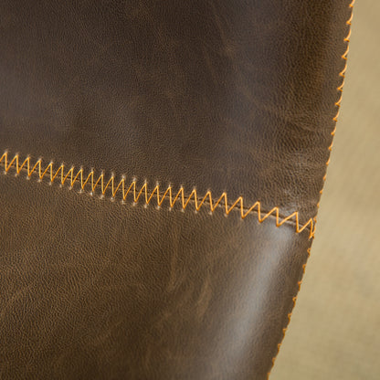 Vintage PU Leather Dining Chairs, Set of 2, Frame, Molded Seat, 18.5W x 22.25D x 31.5H, Antique Brown