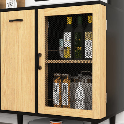 59Inch Farmhouse Buffet Cabinet With Power Outlet Wine Rack