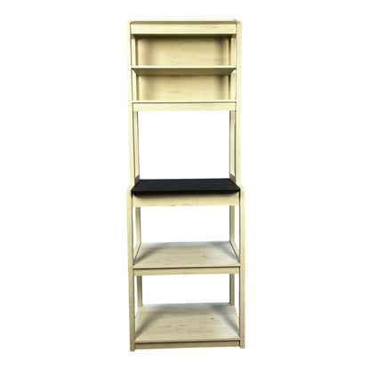 Modern 5-Tier White and Black Kitchen Bakers Rack with Ample Storage and Microwave Stand