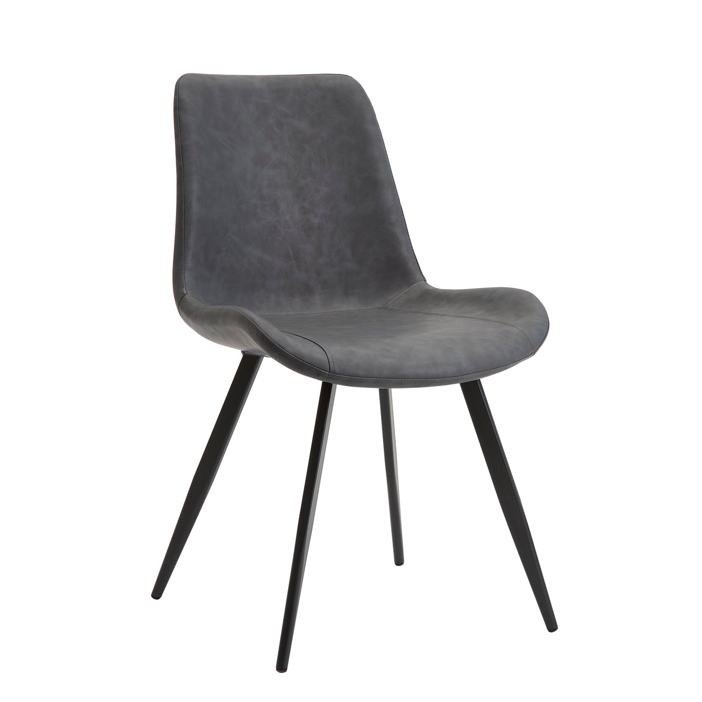 Set of 2 Modern Faux Leather Dining Chairs with Black Metal Legs, Easy Assembly, Dining Kitchen, Gray