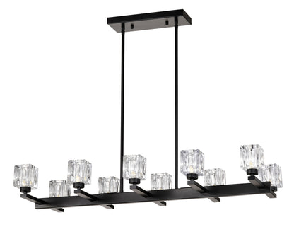 10-Light Pendant Chandelier for Dining Room & Kitchen Island, Farmhouse Metal, G9 Bulbs, Matte Black