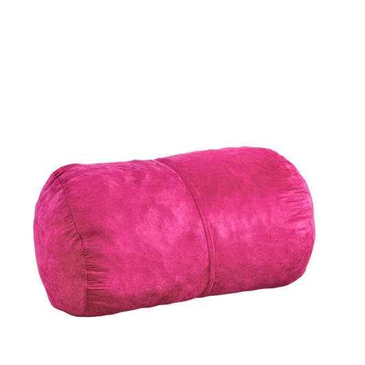 Cylindrical Bean Bag, Polyester Cover, 4 ft, Removable Cover, Living Room Seating Suede Fuchsia