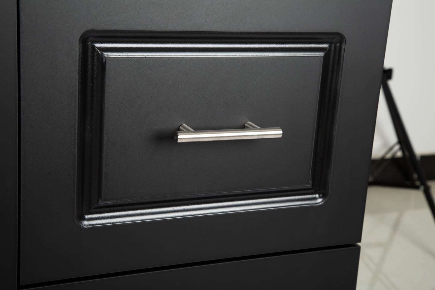 Mobile Kitchen Island with Rubber Wood Top, Adjustable Shelves & Spice Rack - Black-Beech Finish