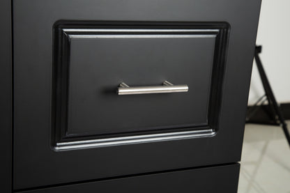 Mobile Kitchen Island with Rubber Wood Top, Adjustable Shelves & Spice Rack - Black-Beech Finish