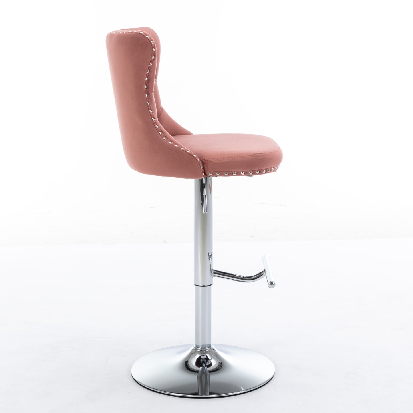 Swivel Velvet Barstools Adjustable 25 To 33 Pink Set Of 2