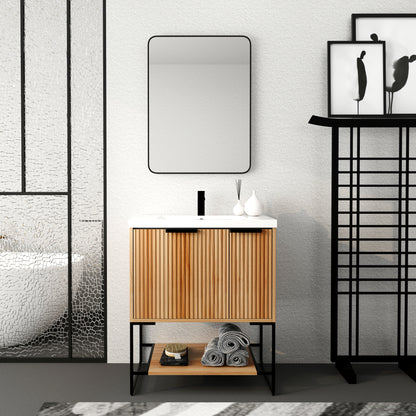 30-Inch Modern Freestanding Bathroom Vanity with Durable Resin Sink