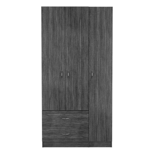 Three Door Armoire Clark, Bedroom, Smokey Oak / White