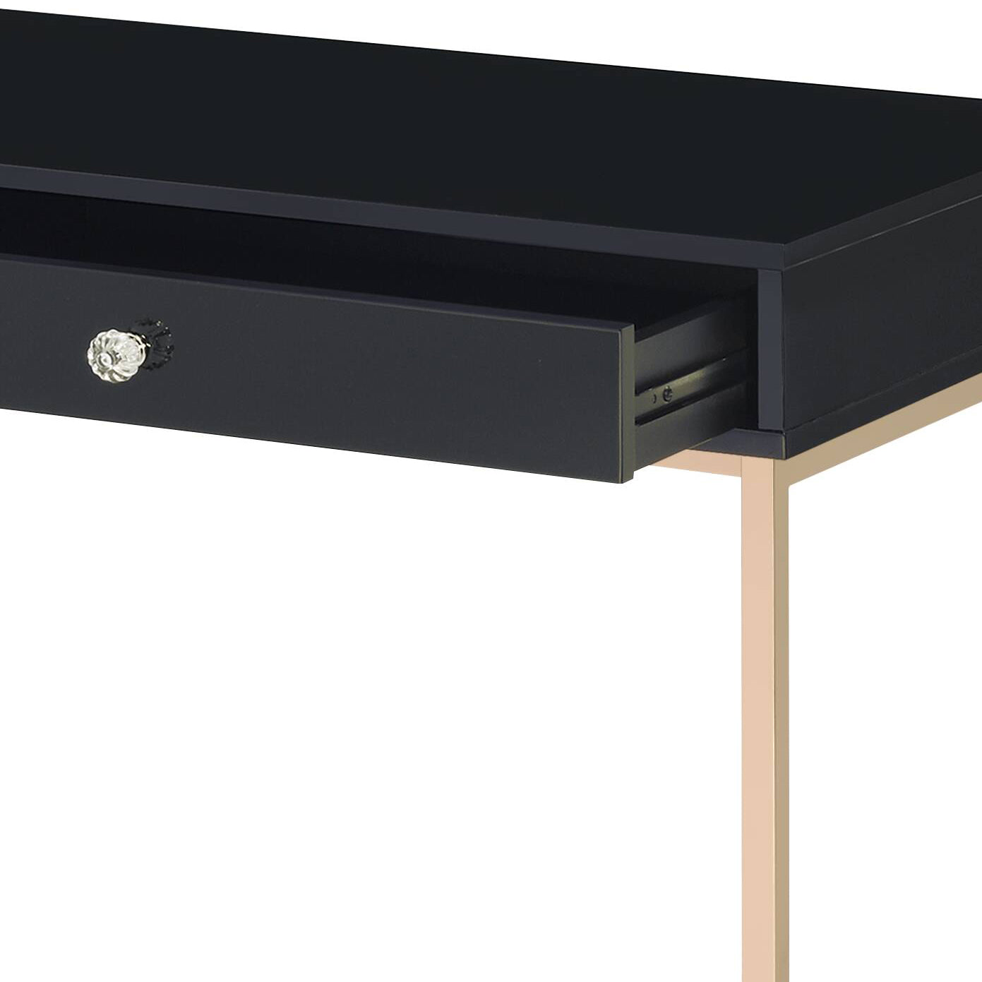 Contemporary Black and Gold Two-Drawer Office Writing Desk
