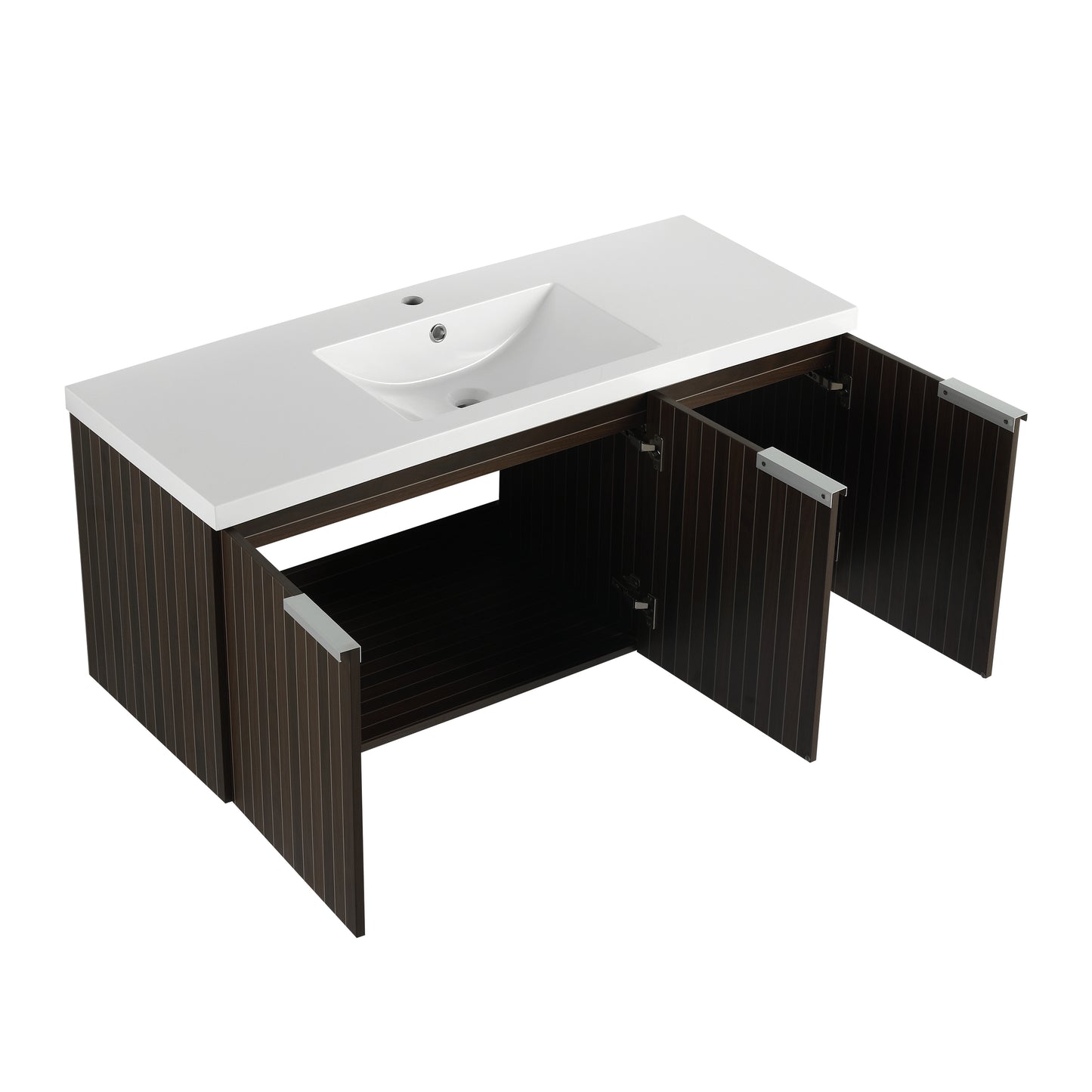 Modern 48-Inch Wall-Mounted Bathroom Vanity with Soft-Close Doors and Resin Sink