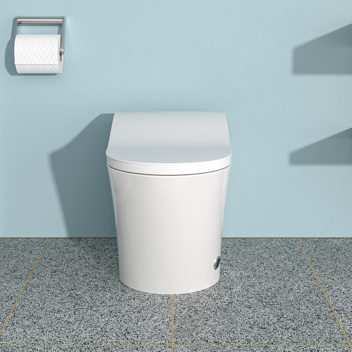 High-Tech Smart Bidet Toilet with Auto Open/Close, Heated Seat, Foot Sensor Flush, LED Control, and Night Light Features
