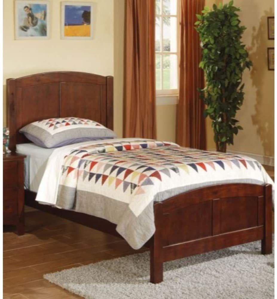 Dark Oak Twin Bed with Unique Headboard for Youth Bedroom