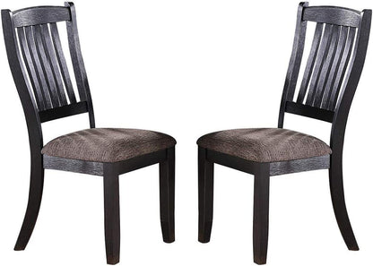 Set of 2 Contemporary Rubberwood Dining Chairs with Fabric Seats, 18x23x40 in, Dark Coffee