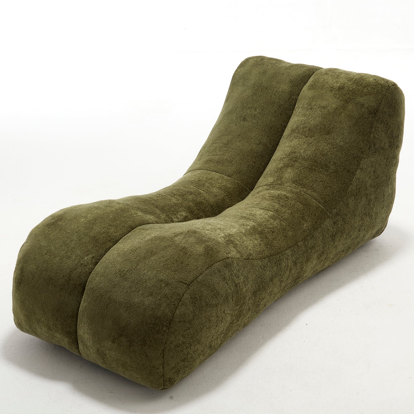 Adult Bean Bag Sofa Chair with Polyfiber Foam Fill, 59x30x23.6 in, Living Room Seating, Olive Green