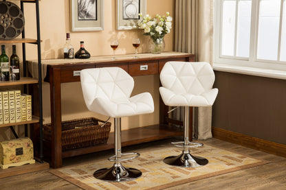 Glasgow Tufted Adjustable Height Bar Stools Set Of 2 White