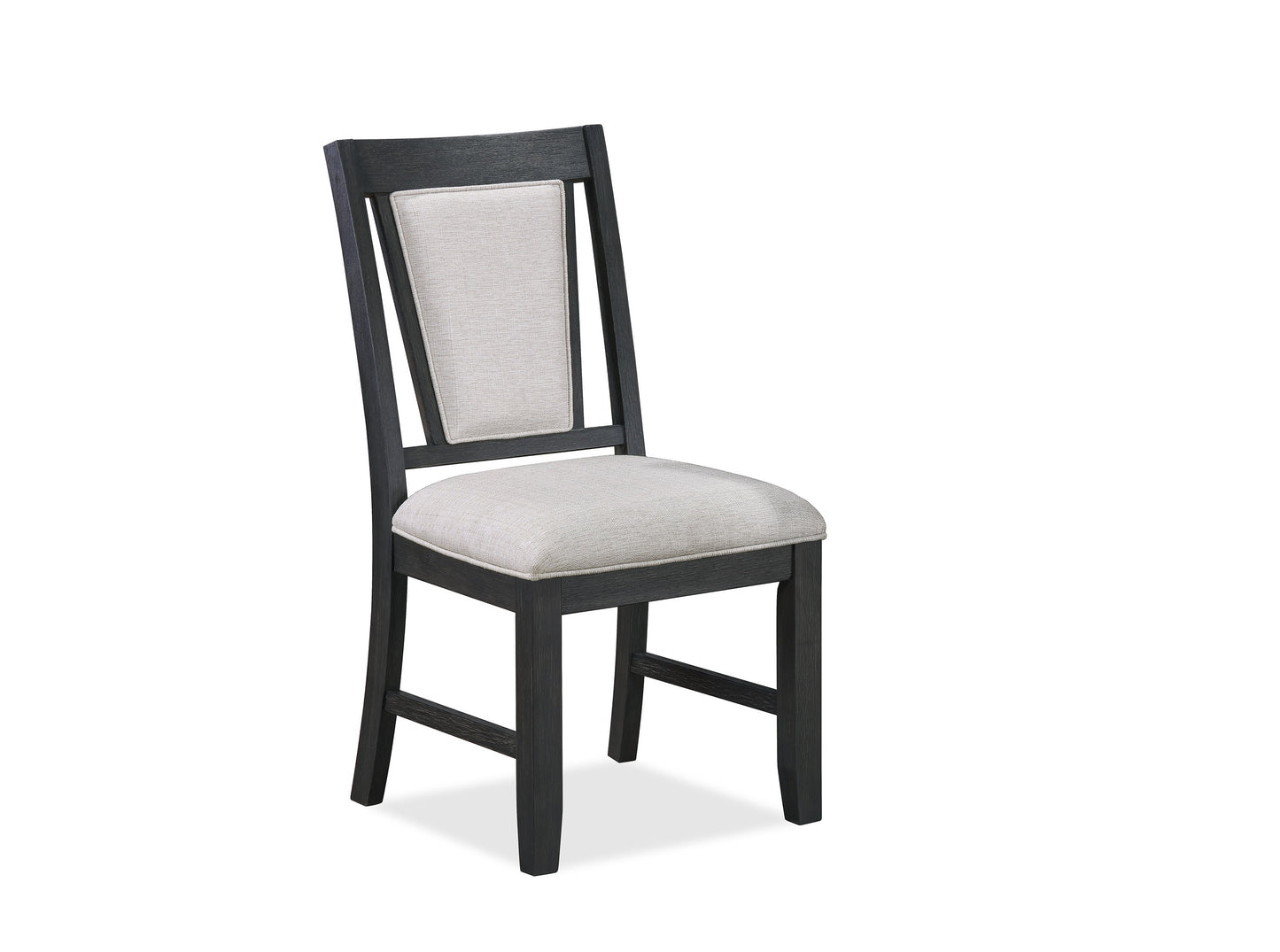 Set of 2 Modern Dining Chairs - Upholstered Seat & Back, Wood Frame, Dining Room Gray