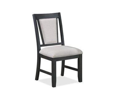 Set of 2 Modern Dining Chairs - Upholstered Seat & Back, Wood Frame, Dining Room Gray