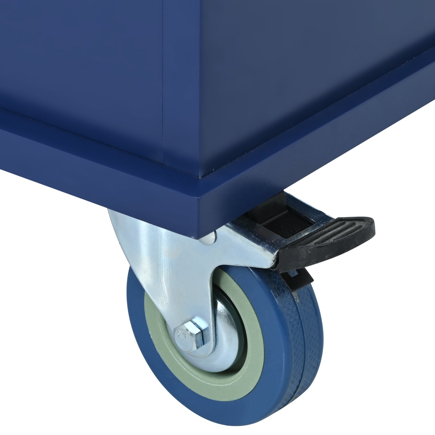 Versatile Rolling Kitchen Cart with Drop Leaf - Sturdy Solid Wood Top, Locking Wheels & Ample Storage (Dark Blue)