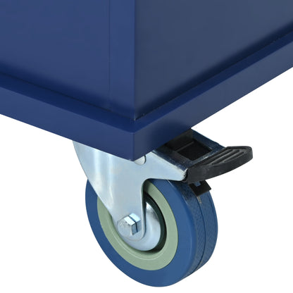 Versatile Rolling Kitchen Cart with Drop Leaf - Sturdy Solid Wood Top, Locking Wheels & Ample Storage (Dark Blue)